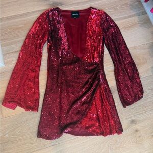 Retrofete Red Sequin Mini Dress